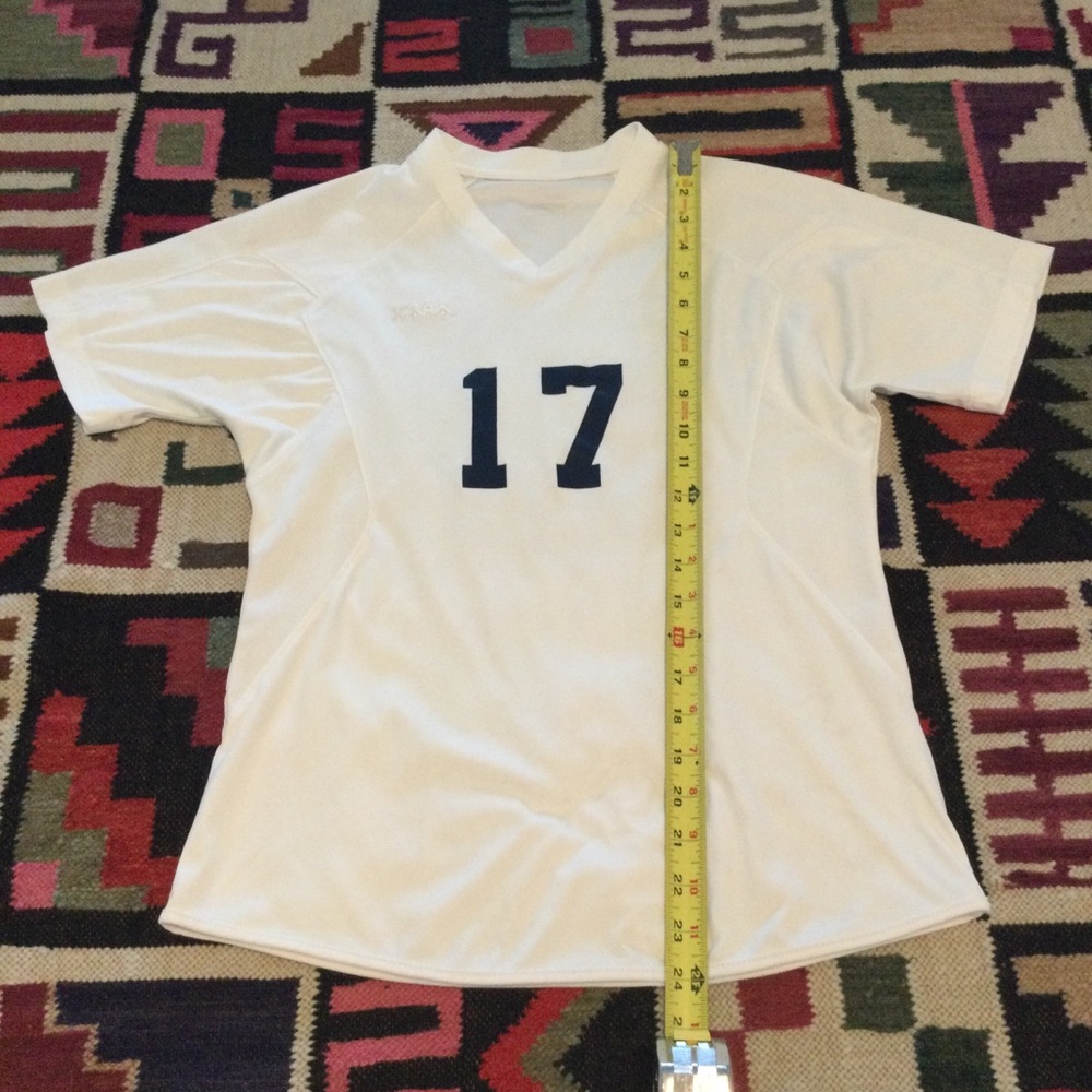 White Woman’s V-Neck Sports Jersey with Number 17